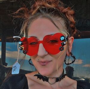 Chocolate Love Heart Shades Red Candy Pastry Sunglasses